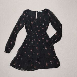 Floral Layered Fit And Flare Ruffle Dress Whimsygoth Coquette Girlhoodcore Sz S